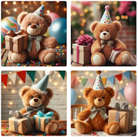 AI afbeelding knuffelbeer met cadeau en muts